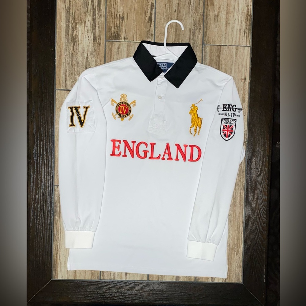 Polo Ralph Lauren England long sleve polo shirt men’s Large 
RARE**, rugby